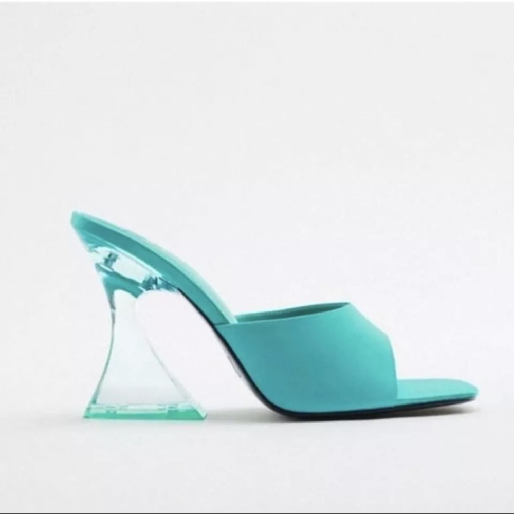 Zara Chic Aqua Heeled Sandals Size 36 WORN ONCE